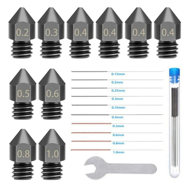 3D Printer Nozzles, Hardened Steel MK8 Nozzle with Cleaning Tool Kit