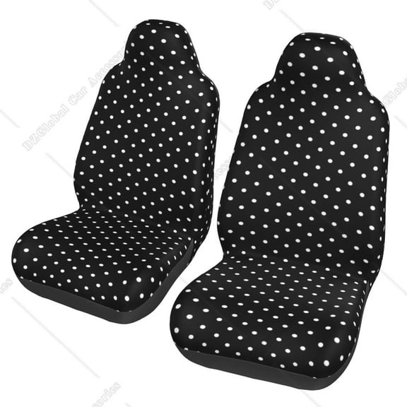 Black White Bohemian Polka Dot Print Car Seat Covers 2 Pcs Front Seat Protector Bucket Seat Covers Universal Auto Accessories 2 Piece