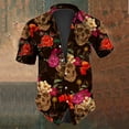 thumbnail image 3 of Camisas con estampado de calaveras vintage de verano, camisas casuales de manga corta para hombres, ropa con estampado blanco y negro, camisas holgadas con solapa de gran tamaño para hombres, 3 of 5