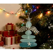 Snowman Sea Glass Ornaments for Christmas Tree,Christmas Sea Glass Friendship Gifts,Heartshaped Sea Glass Friendship Decor,Small Christmas Tree Decorations Indoor,Christmas Sea Glass Ornaments