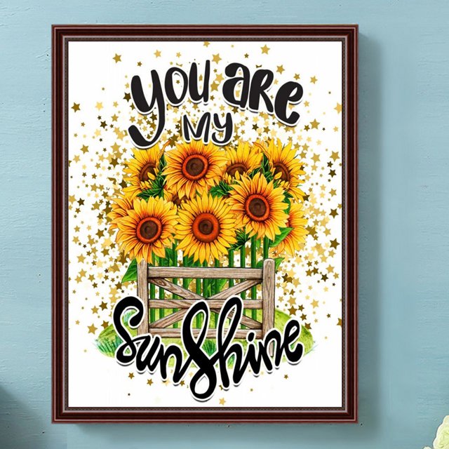 Cuadros Decorativos 5D bricolaje ronda completa taladro diamante pintura girasol Kit decoración del hogar (E2433) Wdftyju embutido en tela