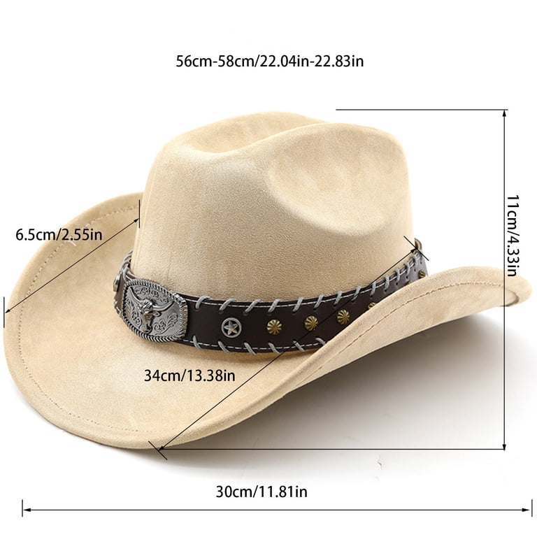 Retro Suede Feel Cowboy Hat with Adjustable Strap - Unisex Western Fedora CCAKXCJJ Unisex Western Suede Cowboy Cowgirl Hat Classic  main image 2