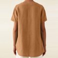 thumbnail image 6 of Yuanlook Women's Linen Shirts Button Down Short Sleeve Blouses V Neck Collared Summer Casual Loose Tops for Women S-2XL, 6 of 8