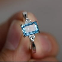 Rainbow Gemstone Ring Inlaid Square Copper Band Jewelry For Women Gift Birthday Fashion Accessory Statement Piece