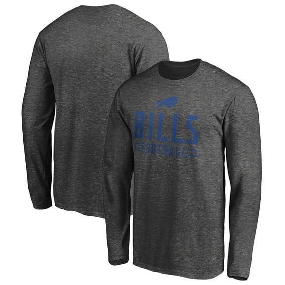 Men's Charcoal Buffalo Bills Stencil Stack Long Sleeve T-Shirt