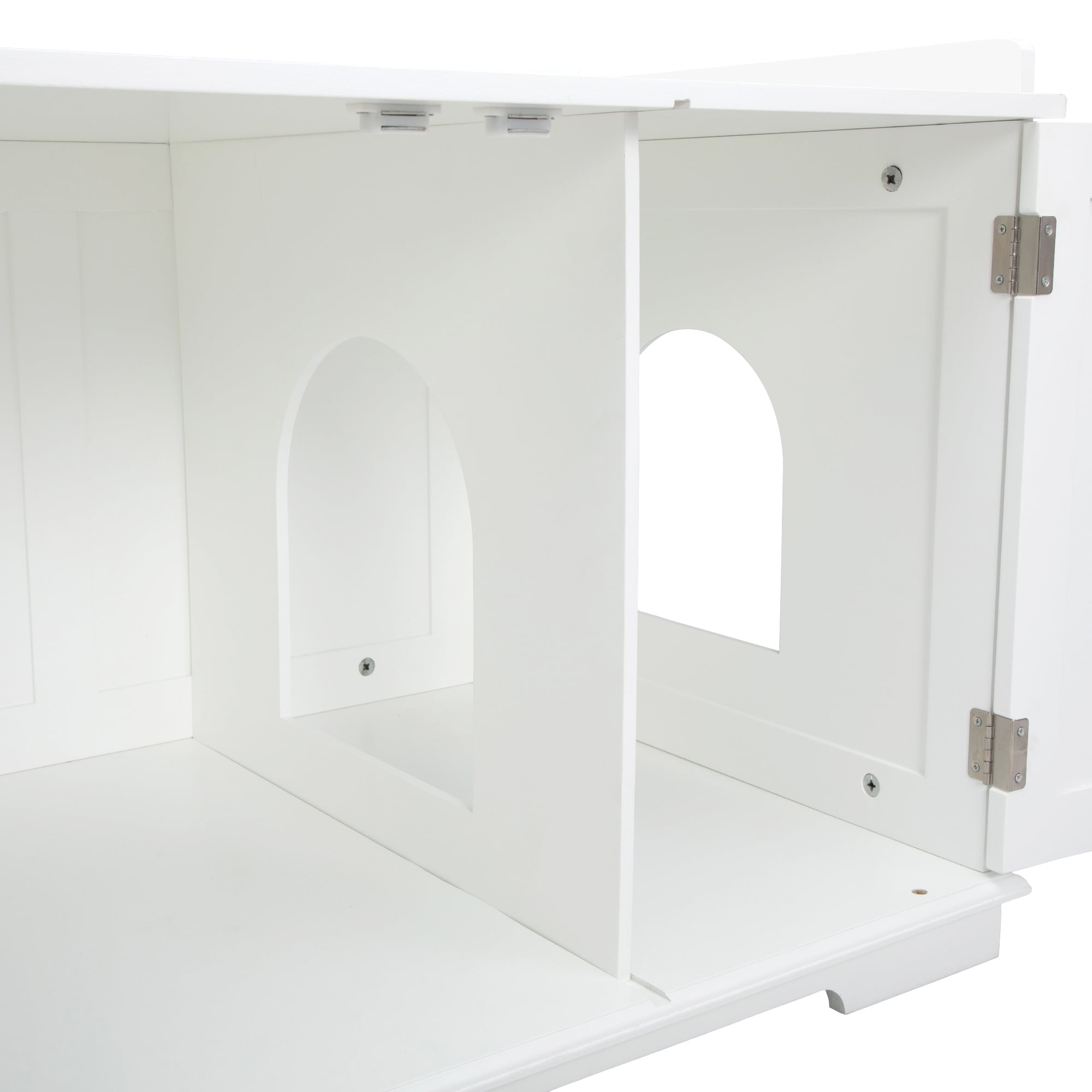 Pefilos 33" Large Cat Litter Box Enclosure, Washroom Storage Bench, Side Table Cat House w/ Magazine Rack, White Pefilos 33" Large Cat Litter Box Enclosure, Washroom Storage Bench, Side Table Cat House w/ Magazine Rack, White