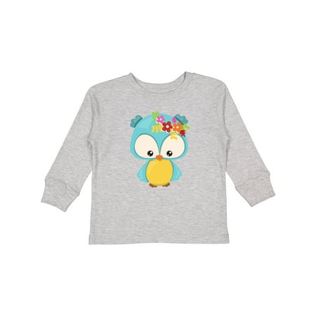 

Inktastic Spring Animals Cute Owl Owl With Flowers Boys or Girls Long Sleeve Toddler T-Shirt