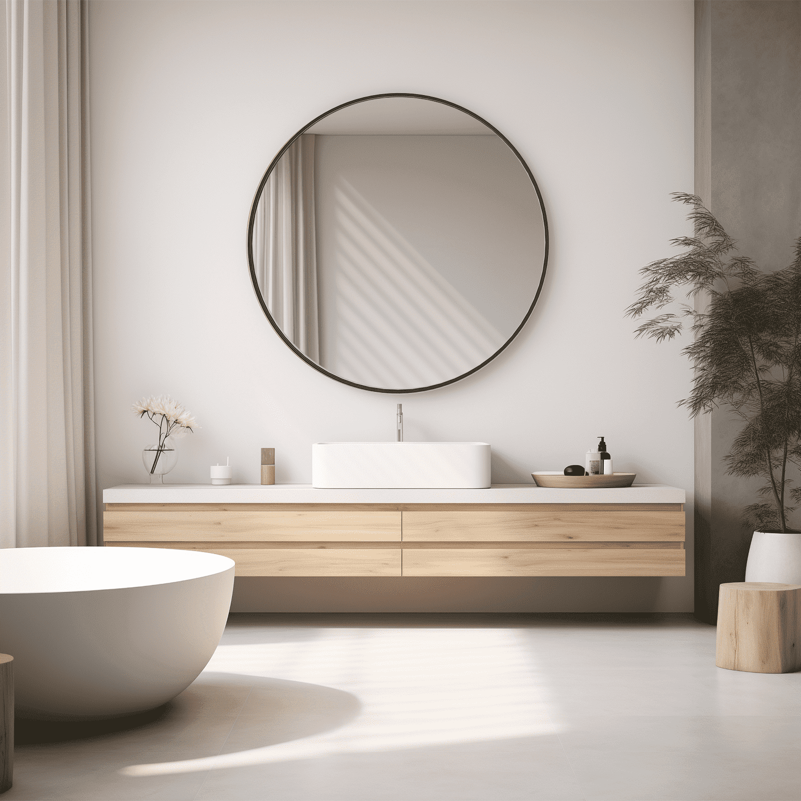 MAYEERTY 30" Wall Mirror Bathroom Mirror Wall Mounted Round Mirror，Black