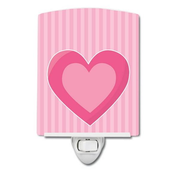 Hearts on Pink Stripes Ceramic Night Light