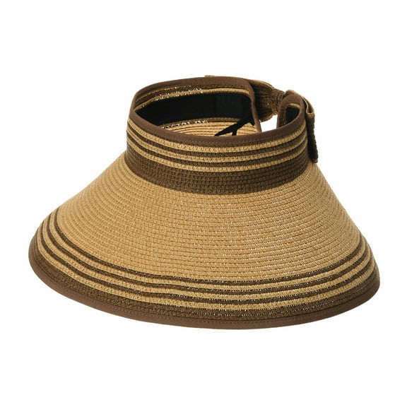 WITHMOONS Womens Summer Sun Visor Packable Roll-Up Beach Hat SLV1033 (Brown)