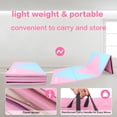 thumbnail image 4 of Gymnastics Mat 10'x4'x2" Foldable Tumbling Mats with Carrying Handles Four Fold Thick Exercise Mat for Home Aerobics Stretching Yoga, Pink Blue, 4 of 8
