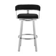 thumbnail image 2 of Faux Leather Bar Stool - Brushed Stainless Steel Swivel Stool - 30 Inch Height - Black Finish, 2 of 6