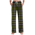 thumbnail image 2 of Binmer Women's Drawstring Plaid Pants with Pockets,Womens Casual High Waist Fit Pants, Women's Plus Army Green,Size S, 2 of 6