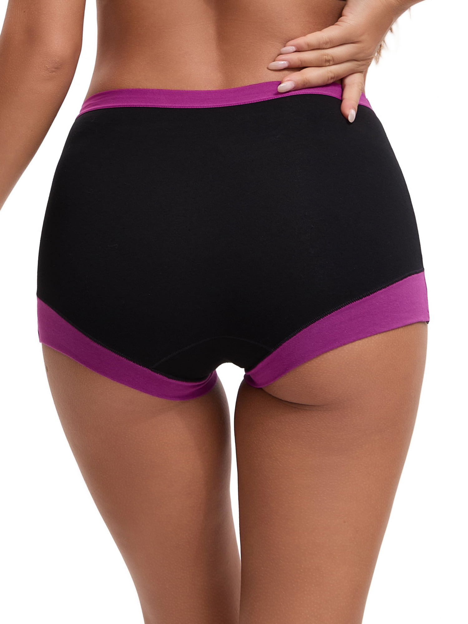 Unique Bargains Women's High Waisted Loose Classic Full Coverage Briefs L Purple