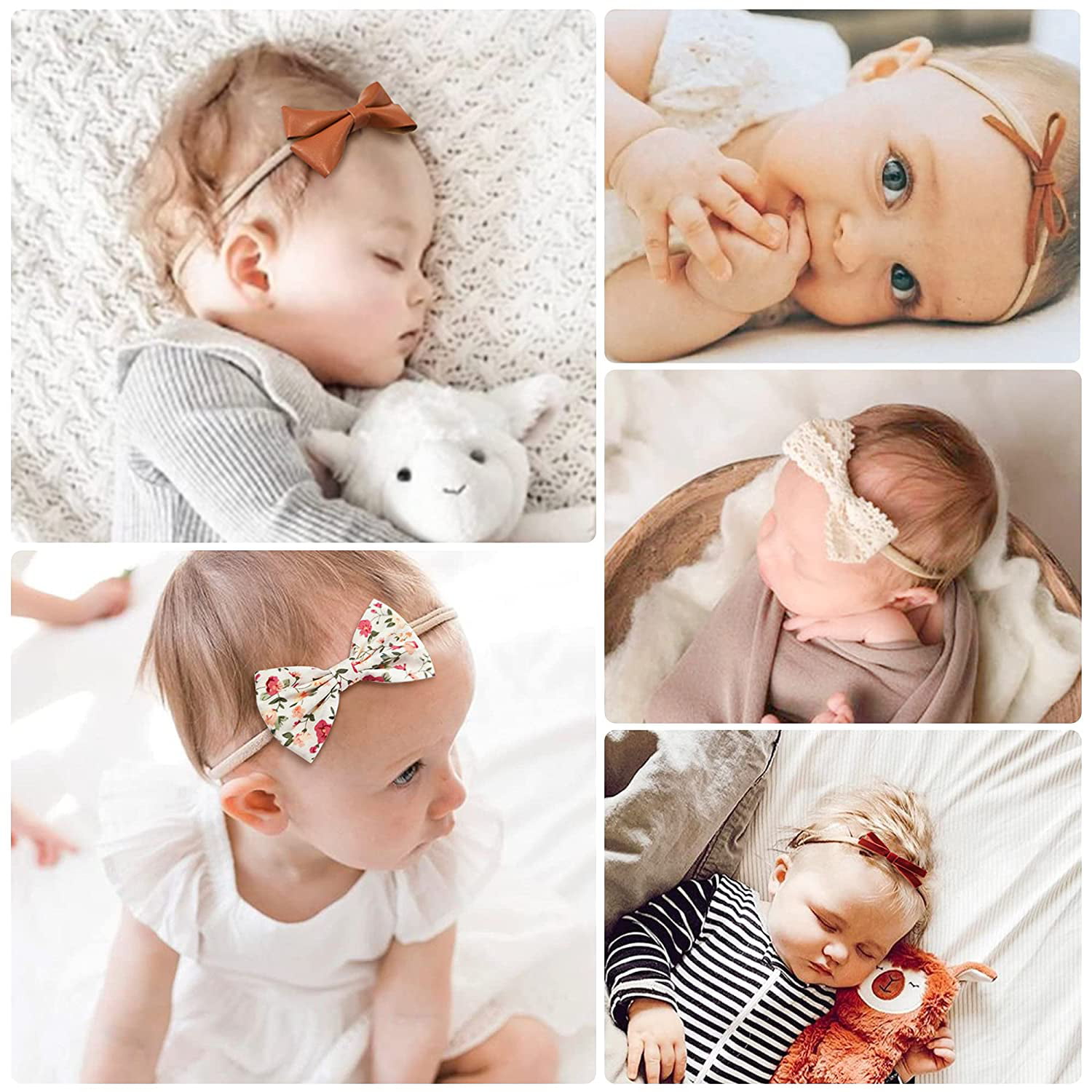 15 PCS Baby Girls Headbands and Bows Hairbands Soft Nylon Elastics Handmade Hair Accessories for Newborn Babies Infant Toddlers Kids 