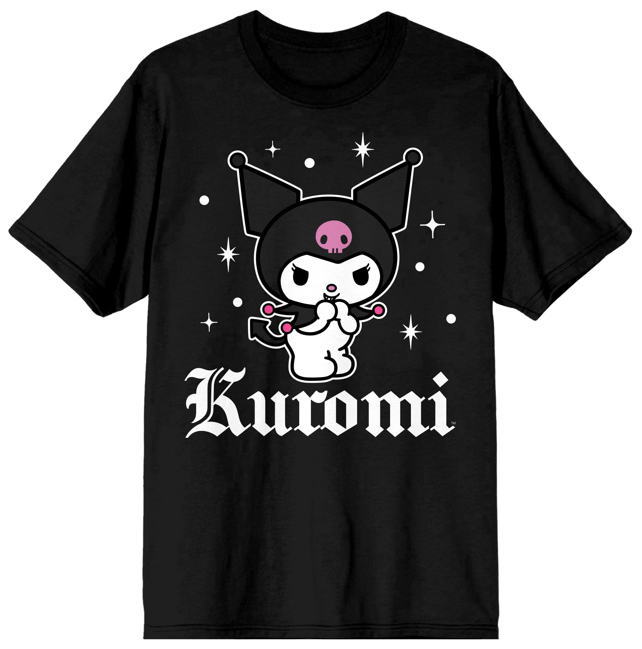 Bioworld, Sanrio Kuromi Anime Hearts Women's Black Tee Shirt