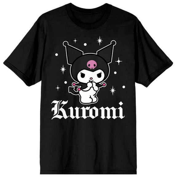 Kuromi Shining Stars Women's Black Crew Neck Short Sleeve T-shirt-Medium