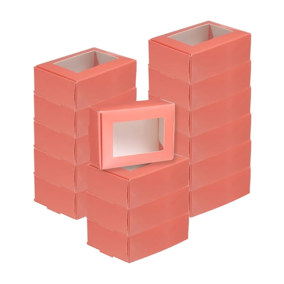 30Pcs Kraft Soap Boxes for Homemade Soap, 3.3" x 2.4" x 1.2" Mini Kraft Treat Boxes for Party Favor Packaging (Pink)