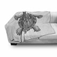 thumbnail image 3 of Turtle Soft Flannel Fleece Blanket, Tribal Patterns on Turtle Illustration Monochrome Animal Themed Tortoise Print, Cozy Plush for Indoor and Outdoor Use, 50" x 60", Black and White, by Ambesonne, 3 of 6