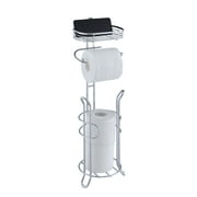 SunnyPoint Bathroom Toilet Tissue Paper Roll Storage Holder with Reserve and Shelve; Chrome