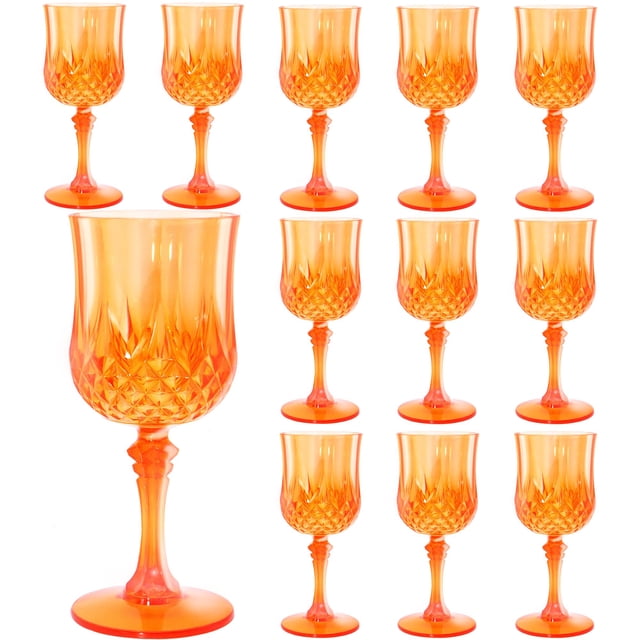 Copas de Vino de Plástico LEYIQU 17 cm 200 ml Vintage Calabaza Naranja 12 piezas