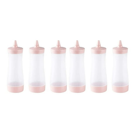 

6Pcs Squeeze Squirt Condiment Bottles Ketchup Mustard Sauce Containers for Kitchen Condiment Pink
