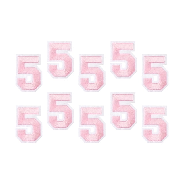 10uds Parches Bordado Decorativos Número 5 Claro Rosa 1.9 para Ropa Zapatos Sombreros Mochilas Unique Bargains