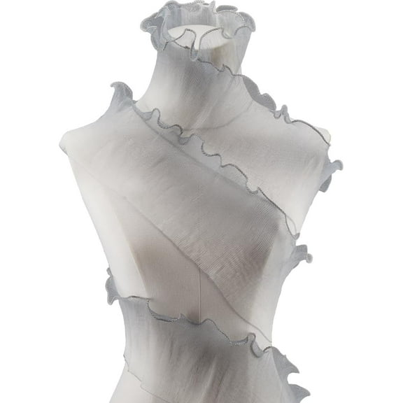 5 Yards x 5.24 Inch Large Iridescent Lace Trim Pleated Organza Ribbon Ruffled Tulle Fabric Edge Trimming for Wedding Dress Clothes Tablecloth Sewing Crafts Bouquet Decoration Gainsboro colorful