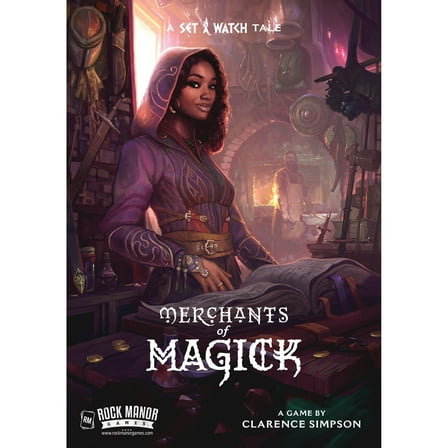 Rock Manor Games: Merchants of Magick - A Set A Watch Tale, Roll & Write Dice Board Game, Merchant Shop Crafting, Dark Fantasy, Ages 13 , 1-8 Players