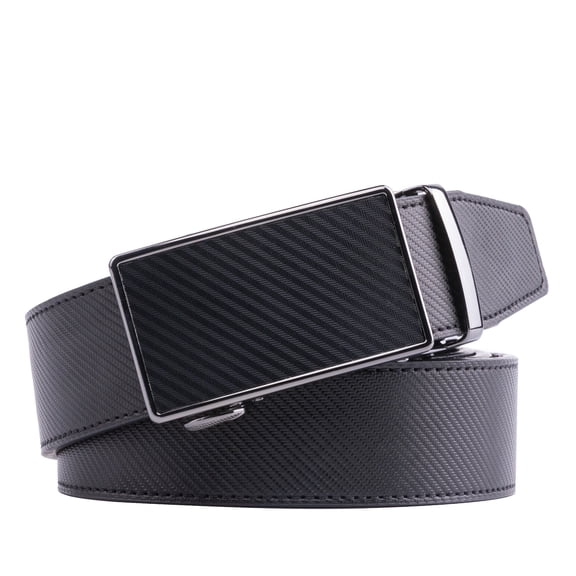 AYAMOTI Men's Leather Ratchet Belt, 46 in Trim-to-Fit Automatic Buckle