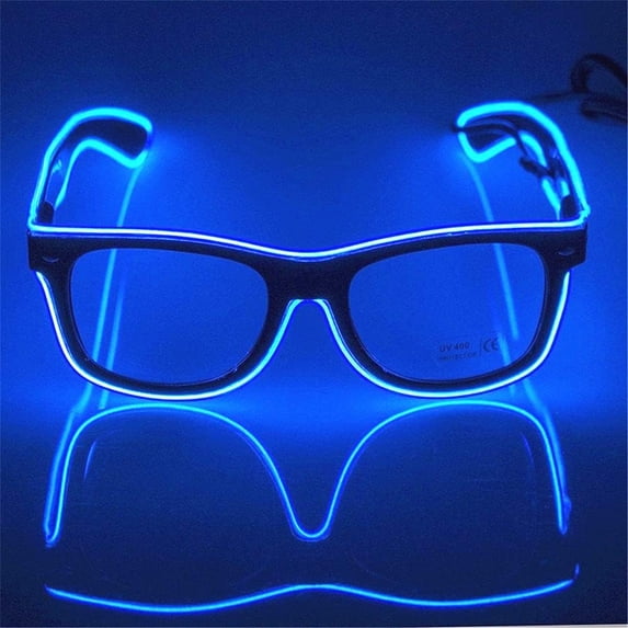 LINLIN LED Light Up Glasses, Neon Glasses Party LED Glasses Flash Glasses EL Wire Glasses with Wired Control Battery Case for Halloween Christmas Party