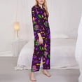 thumbnail image 5 of Wukai Mardi Gra2 Print Women's Pajama Set - Soft Long Sleeve Sleepwear for Comfort and Style-Small, 5 of 9