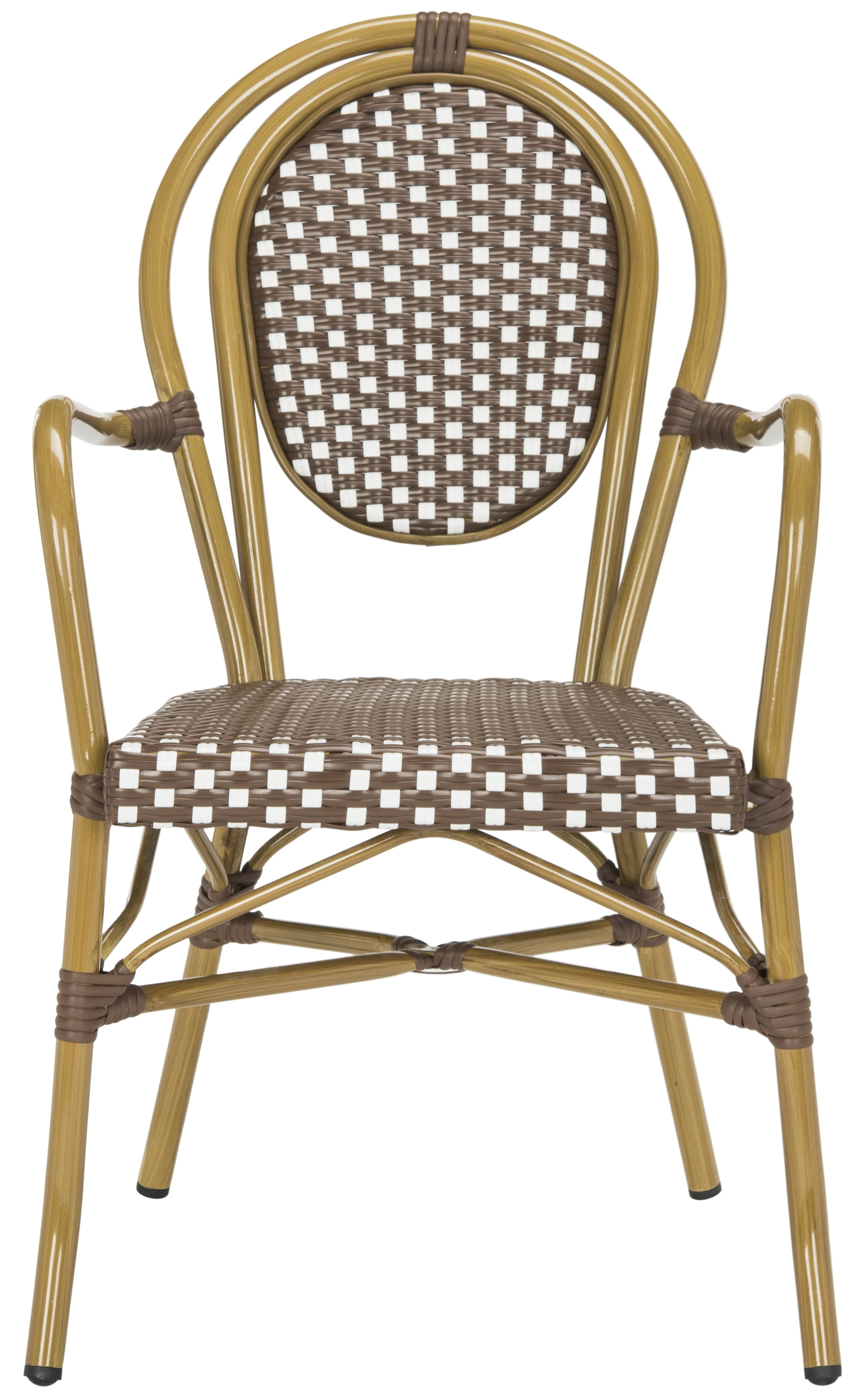 Safavieh Rosen Outdoor Stacking Arm Chair, Set of 2 - Brown/White