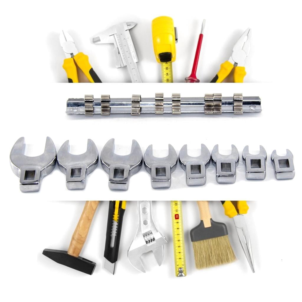 CEORPER 3/8 Inch Drive Crowfoot Wrench Set SAE Size10/11/13/14/15/18/19/22mm 8 Pieces