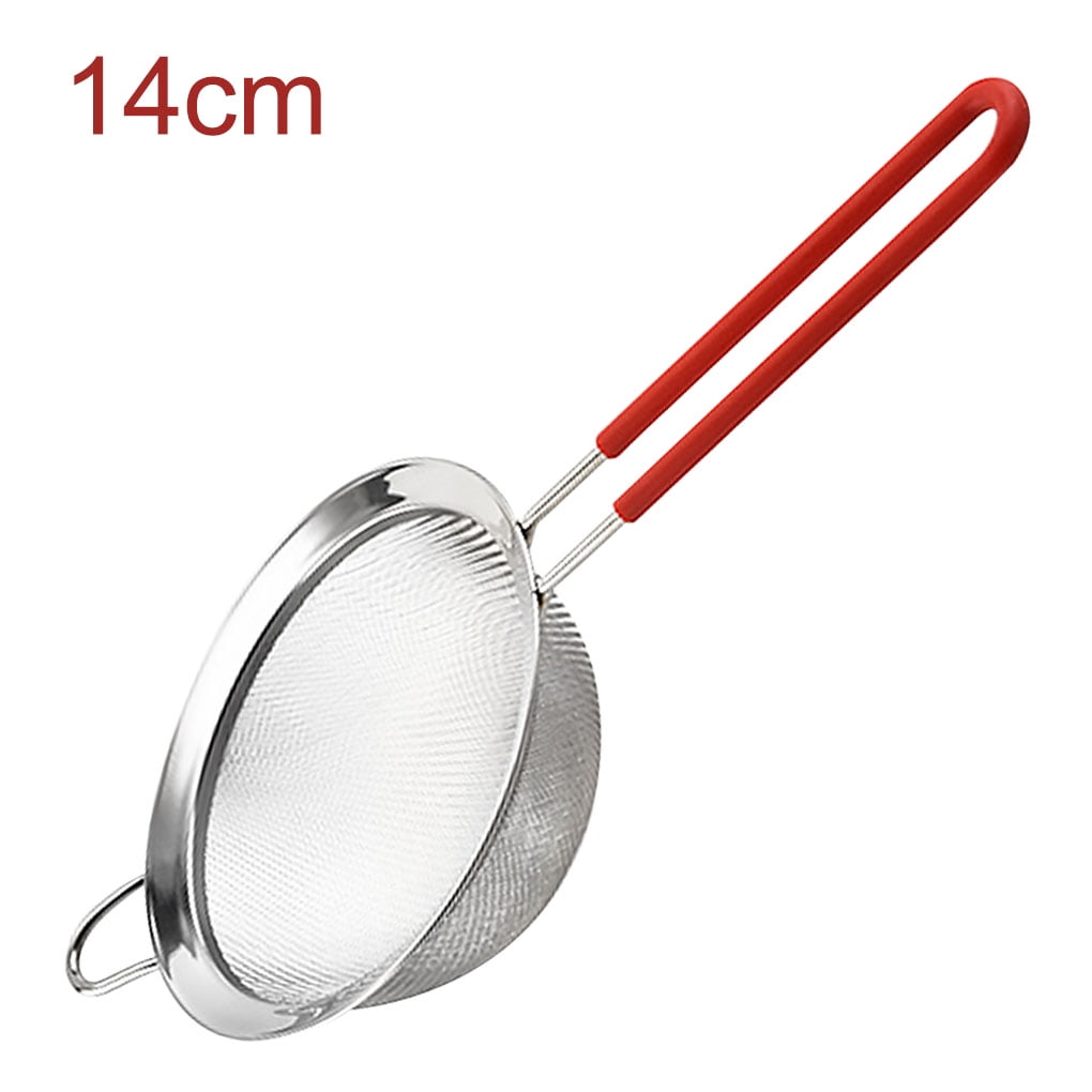 roov essentials For Cooking & Baking Rice Drainer Large Mesh Strainer With Handle 16 inch Metal Flour Sieve Stainless Steel Sieve