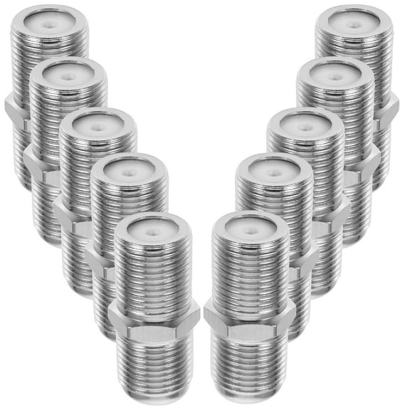 TV Connector Tv Cable Through Adapter Extension Cord Copper Silver 2.50X1.20X1.20CM 10 Pcs