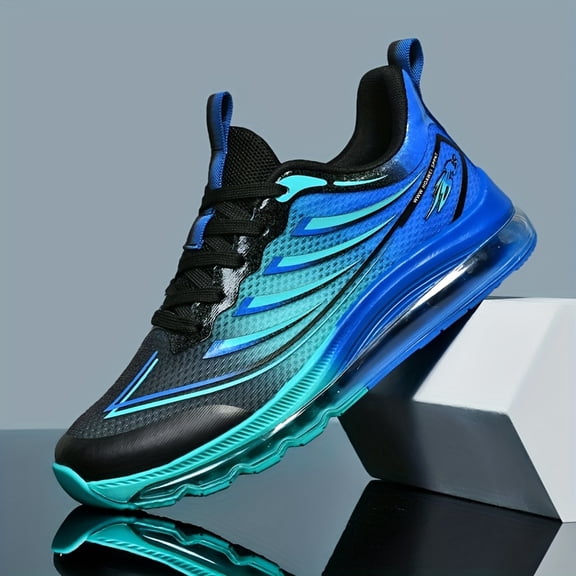 Sneakers, Men's Sports Outdoor Running Shoes with Breathable Jacquard Mesh, Cushioned High Elastic Air Pad and Grip Sole Pattern for Practical Racing Multi-Patch Color Blocking Casual Versatile Road