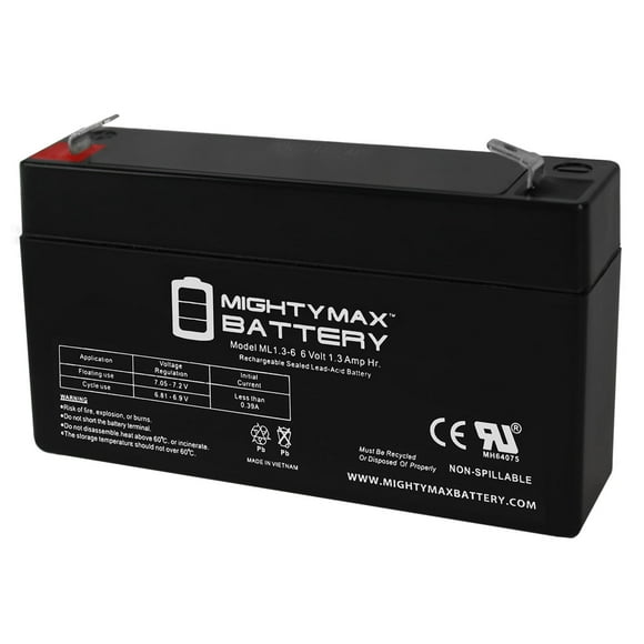 6V 1.3AH SLA Battery Replacement for Exitronix EX6V1.2A
