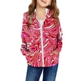 thumbnail image 3 of Little Girls Fall Jackets Hooded Full Zip Watercolor Print Outdoor Windbreaker With Pockets Casual Outerwear Size 5-6T, 3 of 3