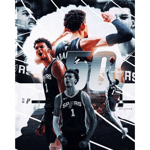 Victor Wembanyama San Antonio Spurs Basketball Phenom Collage Wall Art Poster NBA Rookie Star Fan Room Decor – Size 24x36 Unframed Poster