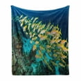 thumbnail image 1 of Underwater Soft Flannel Fleece Throw Blanket, Large Group of Fish Swimming Around a Coral Reef in the Ocean, Cozy Plush for Indoor and Outdoor Use, 60" x 80", Dark Sky Blue Multicolor, by Ambesonne, 1 of 5