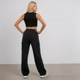 thumbnail image 4 of COUVER Women’s Cotton Blend Fleece Cargo Jogger Pants with Pockets, Black, X-Large, 1 Pair, 4 of 6