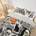 thumbnail image 3 of Homewish Collage Halloween Skeleton Twin Duvet Cover for Kids, Retro Pumpkin Crow Owl Twin Bedding, Gray Reversible, 2 Pieces, 1 Duvet Cover and 1 Pillowcase, 3 of 6