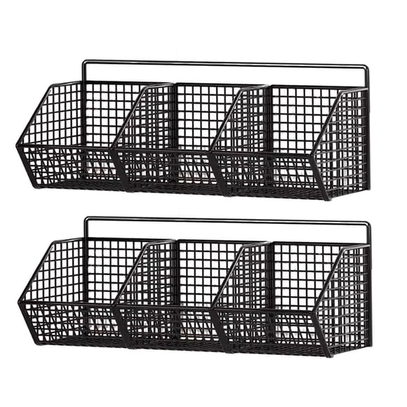 pitrice 2pcs/set Durable Spice Rack Wall Mounted Storage Rack For Kitchen Easy Install Metal Wire Space Saver Storage