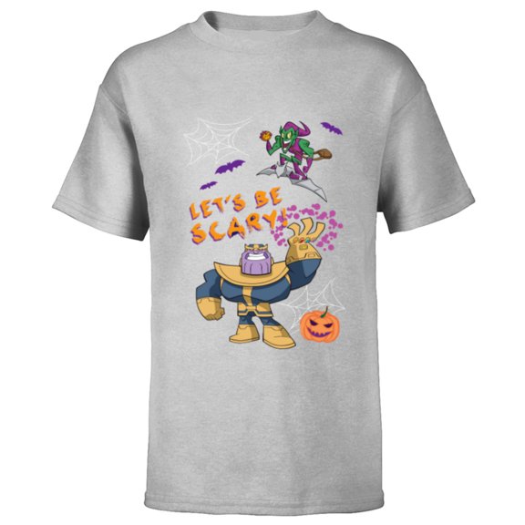 Marvel Studios Thanos Green Goblin Halloween Pumpkin Webs - Short Sleeve T-Shirt for Kids - Customized-Athletic Heather