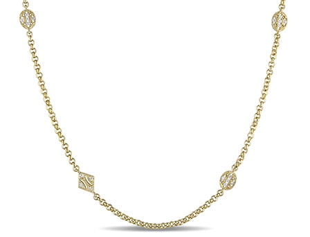 Miabella 1 2 Carat T.G.W. White Sapphire 18kt Yellow Gold-Plated Sterling Silver Station Necklace, 32" by Delmar Manufacturing