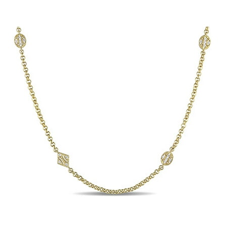 Miabella 1/2 Carat T.G.W. White Sapphire 18kt Yellow Gold-Plated Sterling Silver Station Necklace, 32