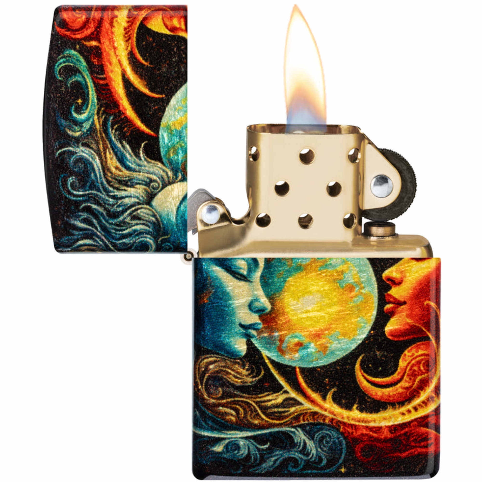 Zippo 46563 Sun and Moon Design Metal Windproof Pocket Lighter