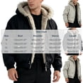 thumbnail image 3 of LYSMORA Mens Faux Fur Lined Hooded Bomber Jacket Snap Zipper Dual Closure Warm Winter Casual Outer Coat Rib Cuff Hem, 3 of 8
