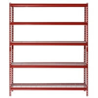 Muscle Rack 60" Width x 72" Height x 24" Length, 5-Shelf Steel Shelving Unit, Red